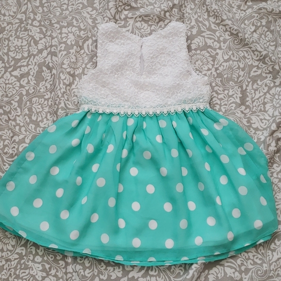 Rare Editions Floral Crochet and Polka Dot Spring Dress - Picture 2 of 7